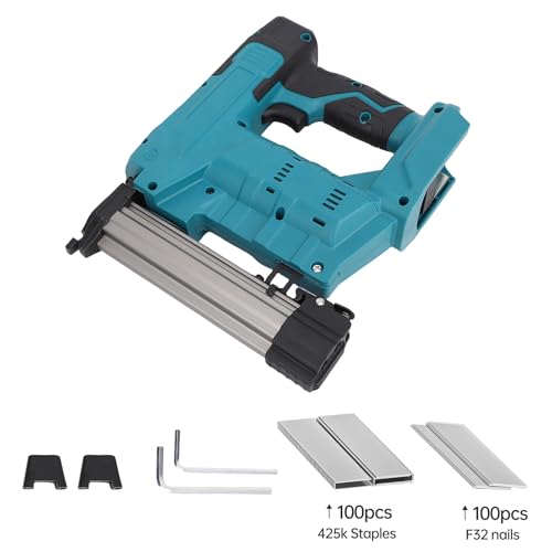 Cheotime 20 V Schnurnagellingmaschine, 2 in 1 schnurloser Brad Nagel/Elektromaner mit 100 pcs F32mm gerader Nägel und 100 pcs n förmigen Nägeln zur Verbesserung zu Hause und zur von CHEOTIME