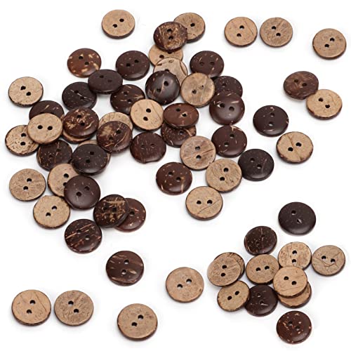 Cheotime 200pcs Kokosnussschalenknöpfe, 2 Loch Round strukturierte Finish Bastel -Nähknöpfe Dekorative DIY -Zubehör braune Holzknöpfe zum Stricken von Scrapbooking Clothing von CHEOTIME