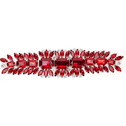 Cheotime Kristall Strasskettenkette, Diamant funkelnder Strasskettenbänder Bahndekoration für das Nähen von Handwerkshochzeitskleidern Kleidungsstücken Dekoration Dekoration (Rot) von CHEOTIME