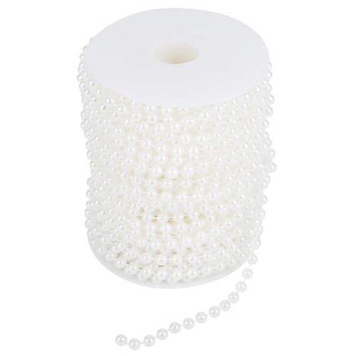 Cheotime Pearl Draht Perlen, 25m Roll weiße Perle Girlande Saite 6mm Perlen für DIY Hochzeitsdekoration Weihnachtsfeier Blumenarrangements (Weiß) von CHEOTIME