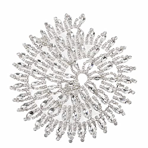 Eleganter Strass -Randverkleidung, Premium -Glaslegierungsmaterial funkelnder Kristall 1 Yard DIY CHOTTABLE für Kleidung Hochzeitsdekoration e (Weiße Diamond Horse Eye Quastenkette auf Silber) von CHEOTIME
