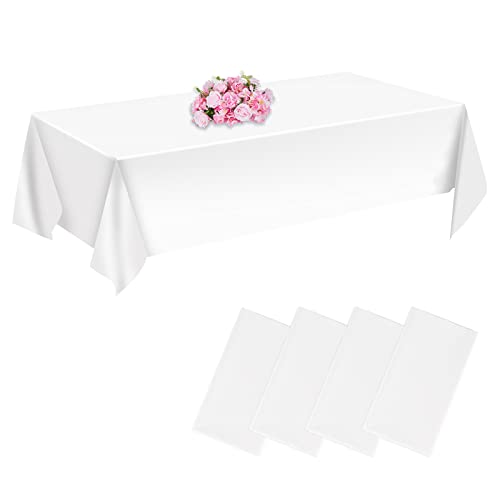 CHEPULA Einweg Tischdecke Weiß, [4 Stück] Wasserdicht Geburtstag Tischdecken, Rechteckig Tischtuch Geeignet für Hochzeit, Party, Kindergeburtstag, Weihnachten, 137 x 274 cm, Weiss von CHEPULA