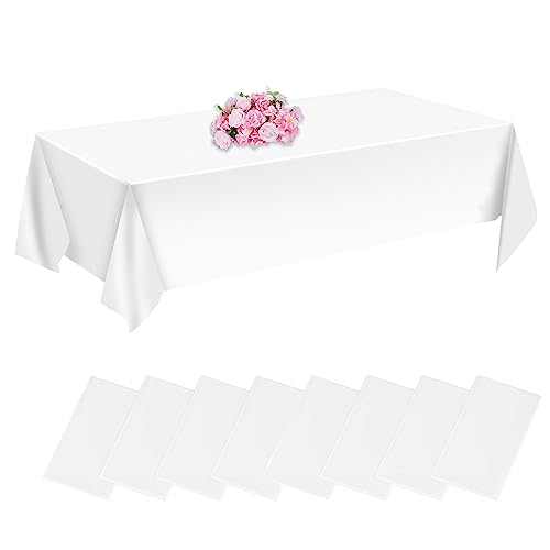 CHEPULA Einweg Tischdecke Weiß, [8 Stück] Wasserdicht Geburtstag Tischdecken, Rechteckig Tischtuch Geeignet für Hochzeit, Party, Kindergeburtstag, Weihnachten, 137 x 274 cm, Weiss von CHEPULA