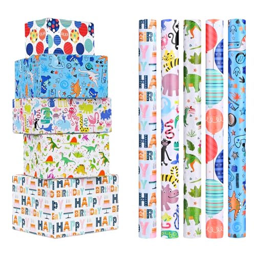 CHEPULA Geschenkpapier Geburtstag Kinder 5 Rollen, 43 cm x 300 cm Geschenkpapierrollen Junge, Recycelbar Geschenk Papier Birthday Gift Wrapping Paper für alle Geburtstagsanlässe CHEPULA Geschenkpapier Geburtstag Kinder 5 Rollen, 43 cm x 300 cm Geschenkpapierrollen Junge, Recycelbar Geschenk Papier Birthday Gift Wrapping Paper für alle Geburtstagsanlässe von CHEPULA
