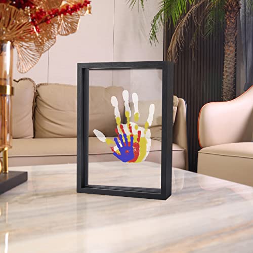 Familien Handabdruck Set, Holzrahmen Zum Basteln, Endloses Geschenkset, Ungiftige Farben, Transparente Blätter (Black) von CHERRY CHEERS