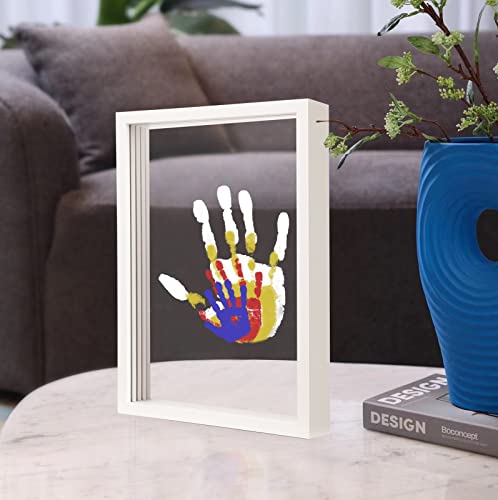 Familien Handabdruck Set, Holzrahmen Zum Basteln, Endloses Geschenkset, Ungiftige Farben, Transparente Blätter (White) von CHERRY CHEERS