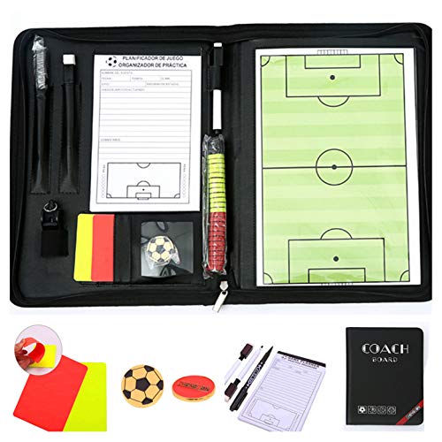 CHESSA CHSEEA Fußball Taktikmappe mit Reißverschluss, Taktiktafel Fussball Coach-Board Coach Mappe für Professional Fußball Trainer mit Taktik-Notizblock, Magnete, Stifte, Radiergummi #3 von CHESSA