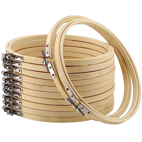 CHEUKYIU 12 Stück 18cm 7 Zoll Stickrahmen Bambus Embroidery Hoop Set Kreuzstich Kreis Einstellbare Stickrahmen Holz Ring für DIY Kunst Handwerk Handliches Nähen Stickzubehör CHEUKYIU 12 Stück 18cm 7 Zoll Stickrahmen Bambus Embroidery Hoop Set Kreuzstich Kreis Einstellbare Stickrahmen Holz Ring für DIY Kunst Handwerk Handliches Nähen Stickzubehör von CHEUKYIU