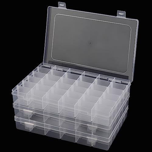 CHEUKYIU 3 STK 36 Fächer Aufbewahrungsbox Skleinteilebox Transparent Skleinteilebox Kleinteilebox mit Deckel Kunststoff Verstellbare Sortierboxen für Schmuck Perlen Ohrring DIY Handwerk von CHEUKYIU