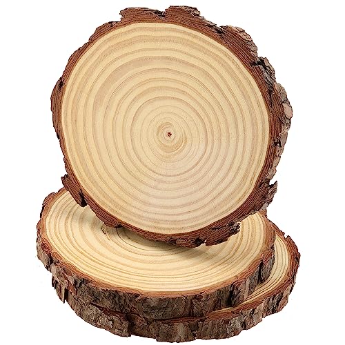 CHEUKYIU 3 Stücke 18-20 cm Unvollendete Holzkreise Natur Holzscheiben Runde Naturholz Baumscheiben Handwerk Holz-Scheiben für Kunst und Handwerk Weihnachten Ornamente DIY Hochzeit Handwerk von CHEUKYIU