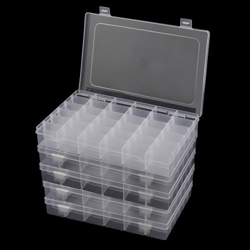 CHEUKYIU 5 STK 36 Fächer Aufbewahrungsbox Skleinteilebox Transparent Skleinteilebox Kleinteilebox mit Deckel Kunststoff Verstellbare Sortierboxen für Schmuck Perlen Ohrring DIY Handwerk von CHEUKYIU