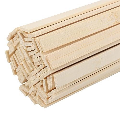 CHEUKYIU 80 Stück 40cm Bambus Holzstäbe Holzstäbchen Breit Bastelstäbchen Holz Natürliche Bambusstangen zum Basteln Bastelprojekte (40 cm Länge x 0,9 cm Breite x 0,2 cm Dicke) von CHEUKYIU