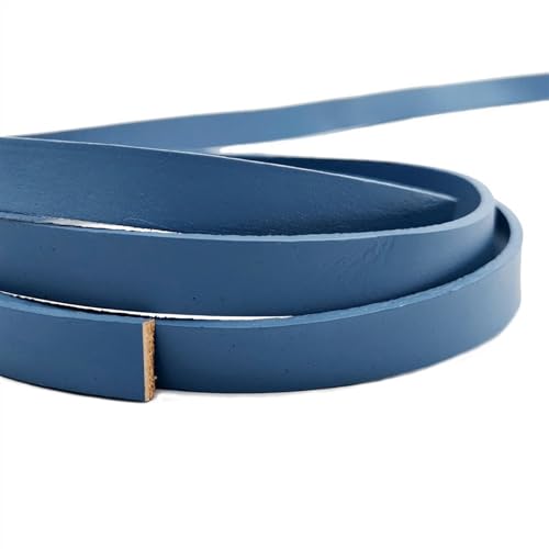 Lederband 10 mm x 2 mm Flacher Lederbandstreifen for DIY-Armband-Bastelband, 2 mm Dicke. Flache Lederschnur (Color : Jean Blue, Size : 1 Yard) von CHEWYZ