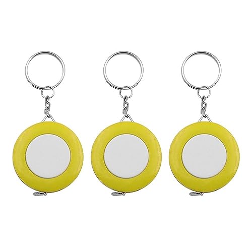 CHFYIJYHM Maßband for Nähen, hochpräzises Stahlband, 3 Stück, 150 cm/60 Zoll, Maßband, einziehbares Lineal, Mini-Schlüsselanhänger in Bonbonfarben, Kinderlineal(Giallo) von CHFYIJYHM