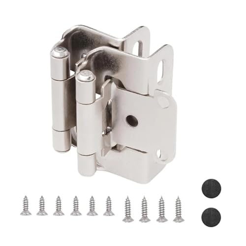 1/2 Zoll selbstschließendes Federscharnier, Küchenschrankscharniere, Möbelbeschläge, halbverdeckte Abdeckplatte, selbstschließende Scharniere (Mattschwarz)(Satin Nickel) von CHGAUOPN