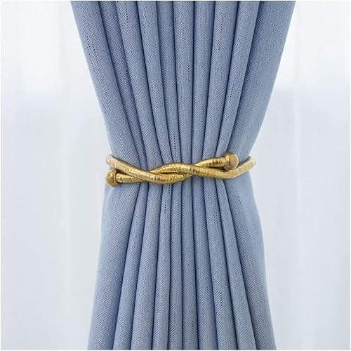 Vorhanghalter, 2 Stück, Vorhang-Raffhalter, kreative Fenstervorhänge, gedrehte Raffhalter, dekorative stanzfreie Riemen for Wohnzimmer, Schlafzimmer, Vorhangclips(Golda) von CHGAUOPN