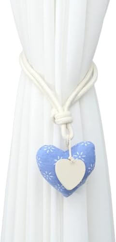 Vorhanghalter, 2 Stück, Vorhang-Raffhalter, magnetisch, Liebesherz-Anhänger, dekorative Vorhang-Raffhalter, Seil for Hotel, Zuhause, Büro, Dekoration, Vorhang-Clips(Blue) von CHGAUOPN