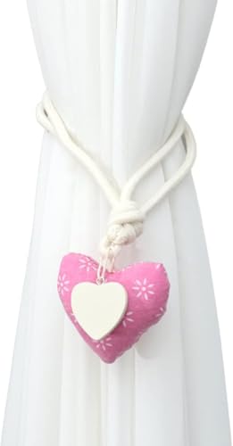 Vorhanghalter, 2 Stück, Vorhang-Raffhalter, magnetisch, Liebesherz-Anhänger, dekorative Vorhang-Raffhalter, Seil for Hotel, Zuhause, Büro, Dekoration, Vorhang-Clips(Pink) von CHGAUOPN