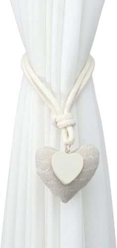 Vorhanghalter, 2 Stück, Vorhang-Raffhalter, magnetisch, Liebesherz-Anhänger, dekorative Vorhang-Raffhalter, Seil for Hotel, Zuhause, Büro, Dekoration, Vorhang-Clips(White) von CHGAUOPN