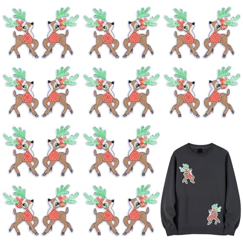 CHGCRAFT 10 Paar Weihnachten Hirsch Aufbügler Patches Weihnachten Elch Applikationen Nähen Patches für Kleidung Jacken Taschen Hut Nähen Bestickt Patch für DIY Dekoration CHGCRAFT 10 Paar Weihnachten Hirsch Aufbügler Patches Weihnachten Elch Applikationen Nähen Patches für Kleidung Jacken Taschen Hut Nähen Bestickt Patch für DIY Dekoration von CHGCRAFT