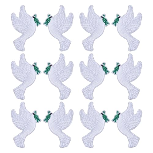 CHGCRAFT 12 Stück 2 Stil Friedenstaube Aufnäher Taube selbstklebende Aufnäher weiße Taube gestickte Applique für DIY Nähen Kunsthandwerk Zubehör Stoffreparatur, 35×51×2mm CHGCRAFT 12 Stück 2 Stil Friedenstaube Aufnäher Taube selbstklebende Aufnäher weiße Taube gestickte Applique für DIY Nähen Kunsthandwerk Zubehör Stoffreparatur, 35×51×2mm von CHGCRAFT