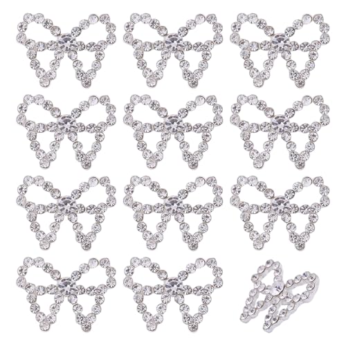 CHGCRAFT 12 Stück Legierung Knopf Schleife Applique Schleife Knöpfe Bowknot Embellishments für Haarschmuck Schuhe DIY Schmuckherstellung Broschen Pin Geschenk für Frauen von CHGCRAFT