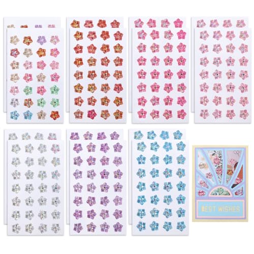 CHGCRAFT 14 Blätter 7 Farben Edelstein Aufkleber Blume Diamant Aufkleber funkelnde Blume Edelstein Aufkleber Acryl Diamant Aufkleber für Handwerk liefert dekorative von CHGCRAFT