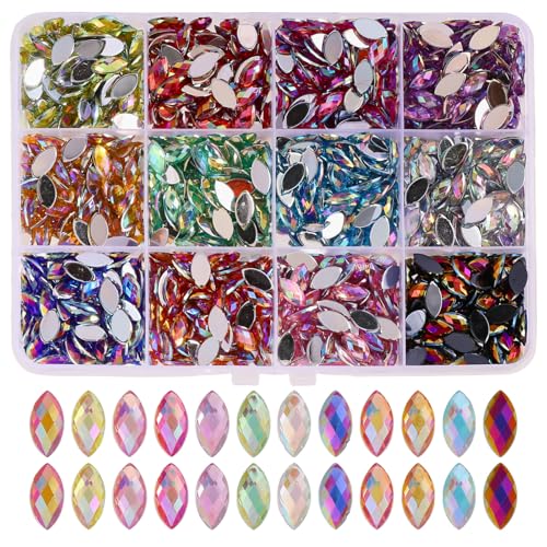 CHGCRAFT 1440 Stück 12 Farben Acryl Flatback Strasssteine Edelstein Pferd Auge Form Handwerk Edelsteine Juwelen für Bead Adhesive Jewelry Making Handyhülle Nail Art CHGCRAFT 1440 Stück 12 Farben Acryl Flatback Strasssteine Edelstein Pferd Auge Form Handwerk Edelsteine Juwelen für Bead Adhesive Jewelry Making Handyhülle Nail Art von CHGCRAFT