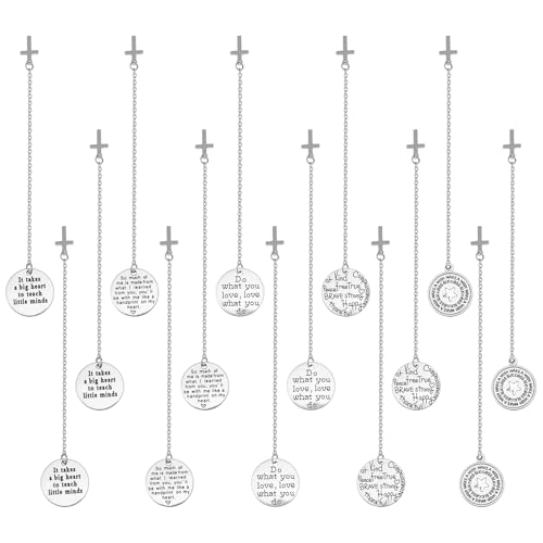 CHGCRAFT 15 Stück 5 Stile flache runde Kreuzanhänger Haken Lesezeichen Legierung flache runde Charms Lesezeichen kreative Büroklammern Notizklammern Lesezeichen Marker, Edelstahl, 14,5 cm von CHGCRAFT