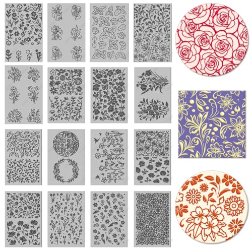 CHGCRAFT 16 Blätter 16 Stile Pflanzen Blumen Polymer Clay Textur Matte Clay Modellierung Muster Pad Blätter Blumen Textur Blätter für Polymer Clay Making Ohrringe Jewerly Tools, 4×2.6 Zoll von CHGCRAFT