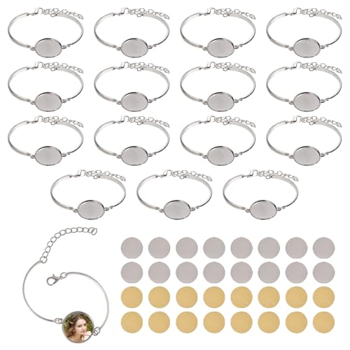 CHGCRAFT 16 Sätze Sublimation Blank Armbänder Sets Sublimation Runde Armbänder Tabletts Geeignet für die DIY Produktion von Verschiedenen Gedenkschmuckstücken von CHGCRAFT