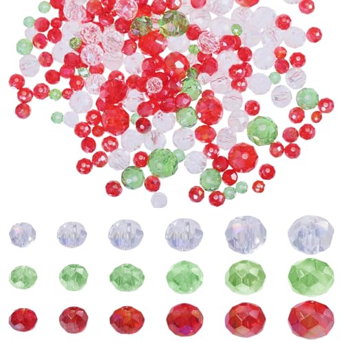 CHGCRAFT 18 Glasperlen für die Herstellung von Schmuckstücken mit farbenfrohen Weihnachtsglasperlen 3 farbige runde Glasperlen für die Dekoration und die Herstellung von Schmuckstücken CHGCRAFT 18 Glasperlen für die Herstellung von Schmuckstücken mit farbenfrohen Weihnachtsglasperlen 3 farbige runde Glasperlen für die Dekoration und die Herstellung von Schmuckstücken von CHGCRAFT