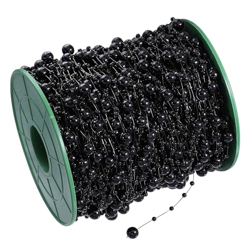 CHGCRAFT 197 Fuß Künstliche Perlenkette Perlen Trims Plastik Imitation Perlen Perlenketten mit Spule für Hochzeit Party Weihnachten Blume Baumschmuck Schwarz CHGCRAFT 197 Fuß Künstliche Perlenkette Perlen Trims Plastik Imitation Perlen Perlenketten mit Spule für Hochzeit Party Weihnachten Blume Baumschmuck Schwarz von CHGCRAFT