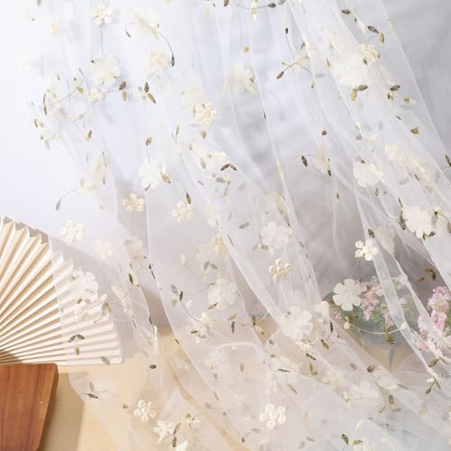 CHGCRAFT 2 Yards Blume Stickerei Mesh Lace Fabric 3D Tulle Stoff von Yard Polyester für DIY Handwerk liefert Making Docer Kostüm Dressmaking, Cornsilk, 63x0.01 Zoll CHGCRAFT 2 Yards Blume Stickerei Mesh Lace Fabric 3D Tulle Stoff von Yard Polyester für DIY Handwerk liefert Making Docer Kostüm Dressmaking, Cornsilk, 63x0.01 Zoll von CHGCRAFT