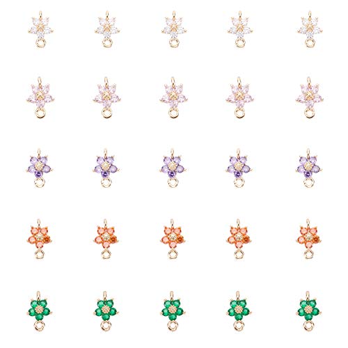 CHGCRAFT 20 Pcs 5 Farbe Transparentes Glas Blumen Links Anschlüsse Glas Charms Anhänger Perlen Anschluss Für DIY Halskette Armband Herstellung von CHGCRAFT