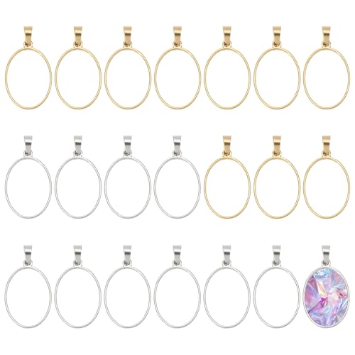 CHGCRAFT 20 Stück 2 Farben Edelstahl Oval Open Bezels Open Back Lünette Anhänger Hollow Frame Charms für DIY UV-Harz Epoxidharz DIY-Schmuck Ohrring Making CHGCRAFT 20 Stück 2 Farben Edelstahl Oval Open Bezels Open Back Lünette Anhänger Hollow Frame Charms für DIY UV-Harz Epoxidharz DIY-Schmuck Ohrring Making von CHGCRAFT
