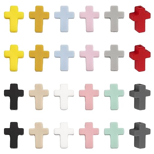 CHGCRAFT 24Pcs 12-Farben Kreuz Silikon Perlen für DIY Halsketten Armband Schlüsselanhänger Herstellung handgemachte Handwerk, gemischte Farbe CHGCRAFT 24Pcs 12-Farben Kreuz Silikon Perlen für DIY Halsketten Armband Schlüsselanhänger Herstellung handgemachte Handwerk, gemischte Farbe von CHGCRAFT