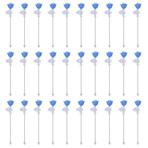 CHGCRAFT 30 Stück Quilting Stecknadeln Blaue Rose Perlen mit Schneidnadeln für dekorative flache Nadeln für Kunsthandwerk, handgefertigte Projekte, Kleidungsdesign für Stecker von CHGCRAFT