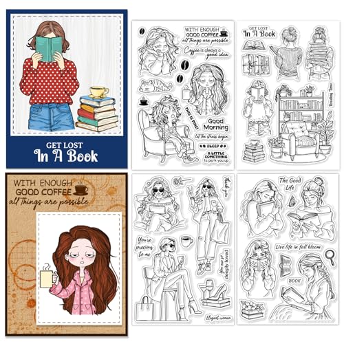 CHGCRAFT 4 Blätter 4 Stil Frauen Klare Stempel Lesen Transparente Stempel Tägliche Silikon Klarsicht Siegel für DIY Scrapbooking Fotoalbum Dekoration, 4,3×6,3 Zoll CHGCRAFT 4 Blätter 4 Stil Frauen Klare Stempel Lesen Transparente Stempel Tägliche Silikon Klarsicht Siegel für DIY Scrapbooking Fotoalbum Dekoration, 4,3×6,3 Zoll von CHGCRAFT