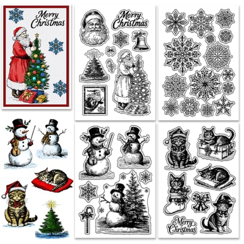 CHGCRAFT 4 Blatt 4 Stil Weihnachten Schneemann Klare Stempel Weihnachtsmann Transparente Stempel Schneeflocke Silikon Klarsicht Siegel für Krempelherstellung DIY, 4,3x6,3 Zoll CHGCRAFT 4 Blatt 4 Stil Weihnachten Schneemann Klare Stempel Weihnachtsmann Transparente Stempel Schneeflocke Silikon Klarsicht Siegel für Krempelherstellung DIY, 4,3x6,3 Zoll von CHGCRAFT