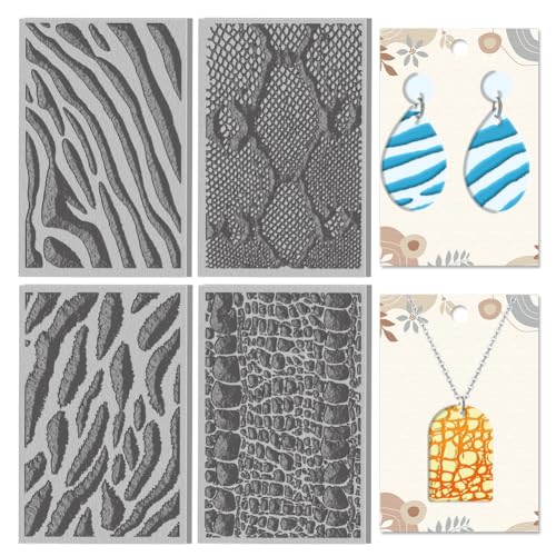 CHGCRAFT 4 Blatt Tierhaut-Texturen, Polymer-Ton, Texturmatte, Modelliermuster-Pad, Zebra-Texturblätter für Modelliermasse, Ohrringe, Schmuckwerkzeuge, 10,2 x 6,1 cm CHGCRAFT 4 Blatt Tierhaut-Texturen, Polymer-Ton, Texturmatte, Modelliermuster-Pad, Zebra-Texturblätter für Modelliermasse, Ohrringe, Schmuckwerkzeuge, 10,2 x 6,1 cm von CHGCRAFT