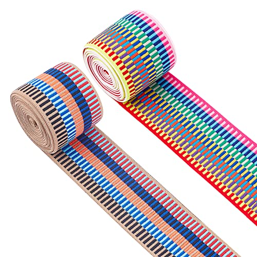 CHGCRAFT 4 Yards 2 Styles 5.1 cm Wide Nylon Elastic Band Flat with Stripe Pattern Rubber Cord Band for Webbing Garment Sewing Accessories CHGCRAFT 4 Yards 2 Styles 5.1 cm Wide Nylon Elastic Band Flat with Stripe Pattern Rubber Cord Band for Webbing Garment Sewing Accessories von CHGCRAFT
