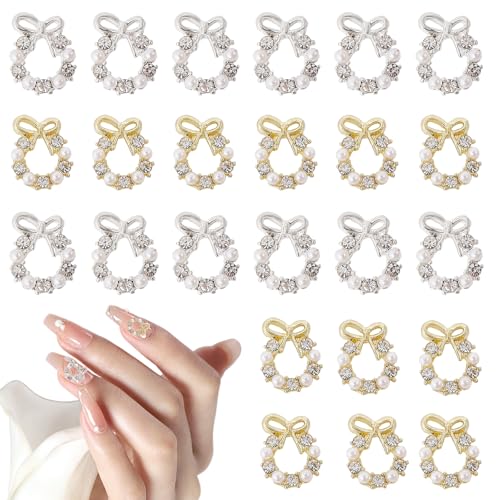 CHGCRAFT 40 Stück 2 Farben Nagel Charms 3D Weihnachtsgirlande Nagel Charms Kranz Legierung Strass Cabochons Nagel Charms Für Nail Art Dekoration Zubehör CHGCRAFT 40 Stück 2 Farben Nagel Charms 3D Weihnachtsgirlande Nagel Charms Kranz Legierung Strass Cabochons Nagel Charms Für Nail Art Dekoration Zubehör von CHGCRAFT