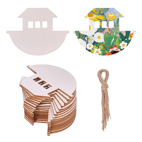 CHGCRAFT 40 Stück Holz Arche Noah Ausschnitte Holzausschnitte mit 4 Pcs Jute Schnur Holz Anhänger DIY Handwerk für Hochzeit Geburtstag Party Dekorationen, 2,95×3,93×0,098 Zoll CHGCRAFT 40 Stück Holz Arche Noah Ausschnitte Holzausschnitte mit 4 Pcs Jute Schnur Holz Anhänger DIY Handwerk für Hochzeit Geburtstag Party Dekorationen, 2,95×3,93×0,098 Zoll von CHGCRAFT