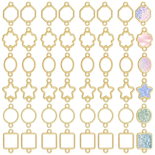 CHGCRAFT 48 Stück 6 Stil Legierung offene Rückseite Lünette Connector Charms Hohlanhänger Offener Rahmen Charms für Harz Schmuckherstellung DIY Ohrring Anhänger Schlüsselanhänger Halskette Kit, Golden CHGCRAFT 48 Stück 6 Stil Legierung offene Rückseite Lünette Connector Charms Hohlanhänger Offener Rahmen Charms für Harz Schmuckherstellung DIY Ohrring Anhänger Schlüsselanhänger Halskette Kit, Golden von CHGCRAFT