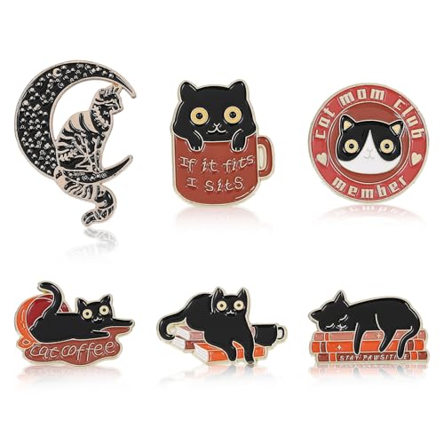 CHGCRAFT 6 Stück 6 Stile Katze Kaffee Emaille Pins Legierung Wort Anstecknadeln Broschen Für Rucksack Kleidung Dekorationen Party Jubiläum Zubehör Geschenke, Gemischte Farbe CHGCRAFT 6 Stück 6 Stile Katze Kaffee Emaille Pins Legierung Wort Anstecknadeln Broschen Für Rucksack Kleidung Dekorationen Party Jubiläum Zubehör Geschenke, Gemischte Farbe von CHGCRAFT