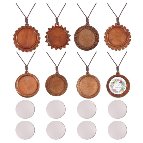 CHGCRAFT 8 Stück Holz Halskette Stickerei Anhänger Tablett Set Runder Lünetten Stickerei Anhänger mit Baumwollfaden Kordeln und Glas Cabochons für Stickerei DIY Schmuck machen Kunsthandwerk CHGCRAFT 8 Stück Holz Halskette Stickerei Anhänger Tablett Set Runder Lünetten Stickerei Anhänger mit Baumwollfaden Kordeln und Glas Cabochons für Stickerei DIY Schmuck machen Kunsthandwerk von CHGCRAFT
