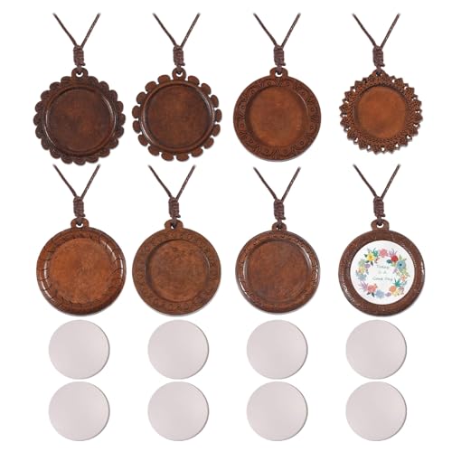 CHGCRAFT 8 Stück Holz Stickerei Anhänger Tablett Set Holz Halskette Runde Lünette Stickerei Anhänger mit Baumwollfaden Kordeln und Glas Cabochons für Stickerei DIY Schmuck machen Kunsthandwerk CHGCRAFT 8 Stück Holz Stickerei Anhänger Tablett Set Holz Halskette Runde Lünette Stickerei Anhänger mit Baumwollfaden Kordeln und Glas Cabochons für Stickerei DIY Schmuck machen Kunsthandwerk von CHGCRAFT