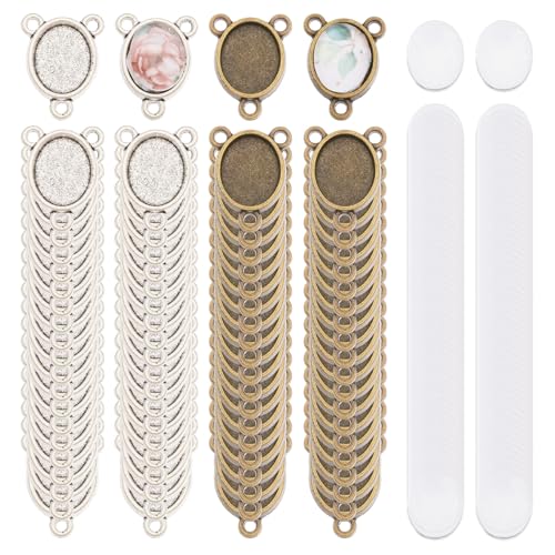 CHGCRAFT 80 Stück 2 Farbe Tibetischer Stil Legierung Oval Lünette Anhänger Tabletts mit 80 Stück Glas Cabochons Connector Einstellungen Stickerei Anhänger für DIY Schmuck machen Kunsthandwerk Projekte CHGCRAFT 80 Stück 2 Farbe Tibetischer Stil Legierung Oval Lünette Anhänger Tabletts mit 80 Stück Glas Cabochons Connector Einstellungen Stickerei Anhänger für DIY Schmuck machen Kunsthandwerk Projekte von CHGCRAFT