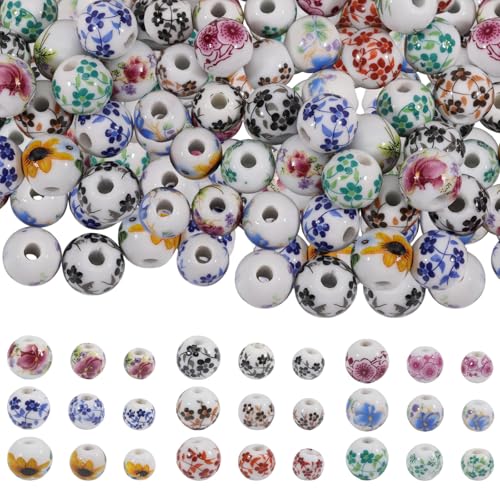 CHGCRAFT Abstandshalter aus Porzellan, 27 Stile, Keramikperlen, mehrfarbig, Blumendruck, Abstandshalter, Handarbeit, Porzellan, lose Perlen für DIY-Schmuckherstellung, 108 Stück CHGCRAFT Abstandshalter aus Porzellan, 27 Stile, Keramikperlen, mehrfarbig, Blumendruck, Abstandshalter, Handarbeit, Porzellan, lose Perlen für DIY-Schmuckherstellung, 108 Stück von CHGCRAFT
